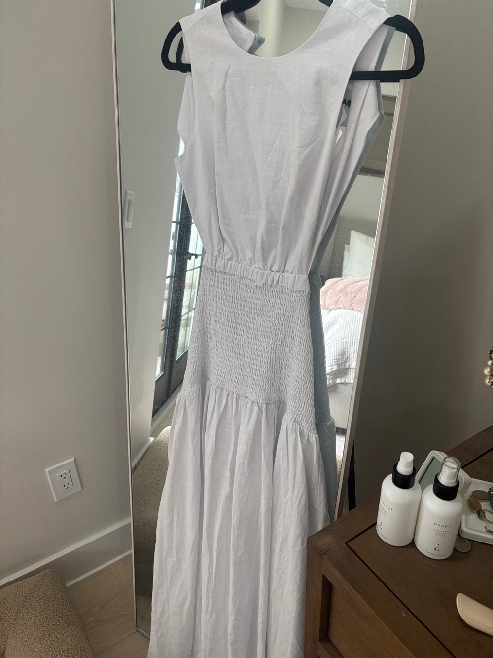 Lightweight White Smocked-Waist Maxi Dress - Picture 4 of 7
